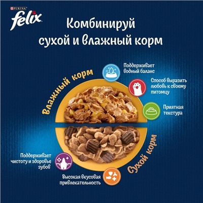 Влажный корм Felix "Двойнная вкуснятина" для кошек, индейка/печень в желе, пауч 75 г