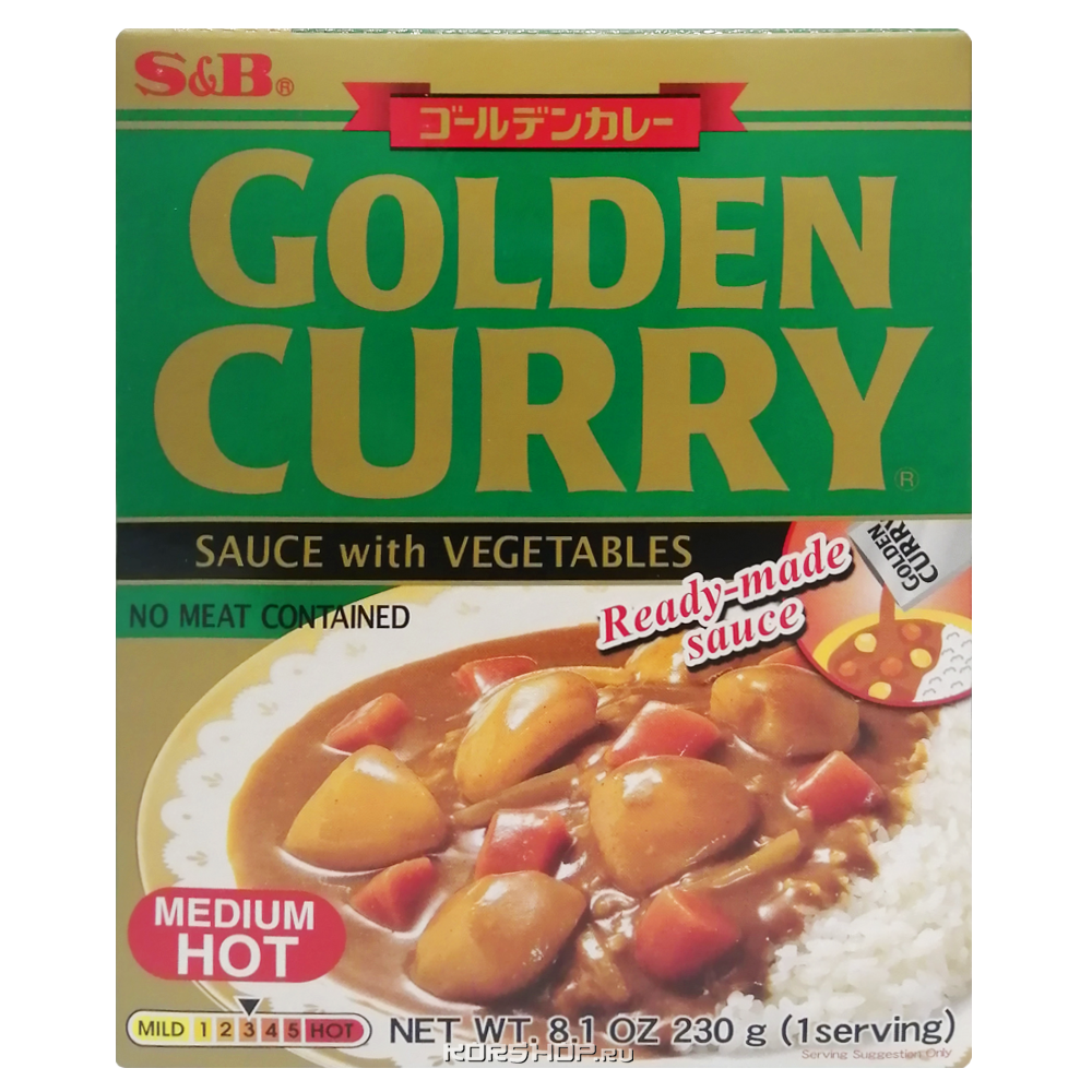 Среднеострый соус карри с овощами Golden Curry S and B, Япония, 230 г Акция  купить, отзывы, фото, доставка - РЦ маркет