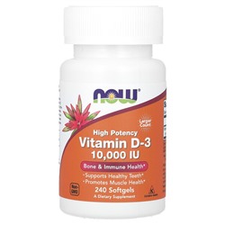 NOW Foods Витамин D-3 - 250 мкг (10,000 МЕ) - 240 мягких капсул - NOW Foods