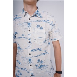 Рубашка House brand белая с синими пальмами (бренд Польша, производство Бангладеш)