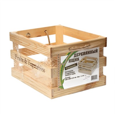 Ящик для овощей и фруктов, 35 × 28 × 21 см, деревянный