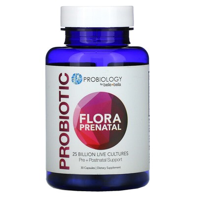 Belle+Bella Probiology, Пробиотик Flora Prenatal, 25 миллиардов КОЕ, 30 капсул