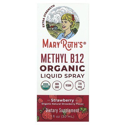 MaryRuth's Органический B12 в форме спрея, экстра сила, клубника - 720 мг на порцию - 30 мл - MaryRuth's