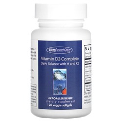 Allergy Research Group Полный витамин D3, 120 растительных мягких таблеток