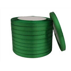 Однотонная атласная лента (зеленый), 6мм * 250 ярдов