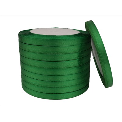 Однотонная атласная лента (зеленый), 6мм * 250 ярдов