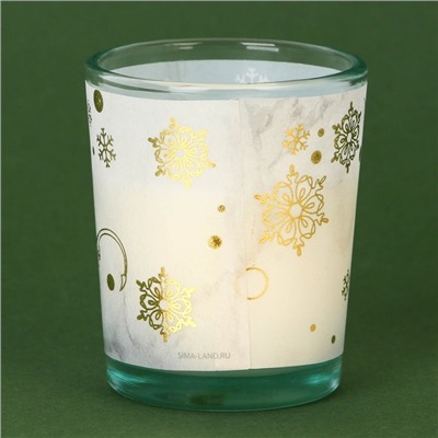 Новогодняя свеча в стакане «Счастья, успеха, достатка», аромат ваниль
