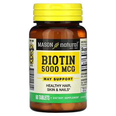 Mason Natural Биотин, 5000 мкг, 60 таблеток