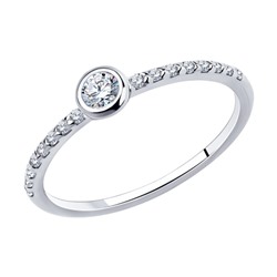 Помолвочное кольцо из серебра с фианитами, 94010629