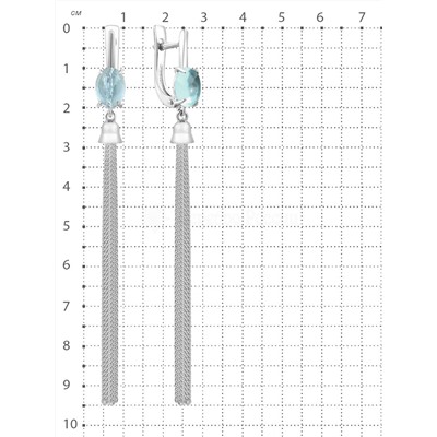 Серьги из родированного серебра с пл.кварцем цв. Sky Топаз
