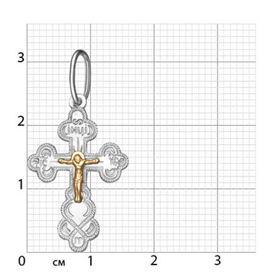 153-08 Крест комбинированый серебро+золото штампованный