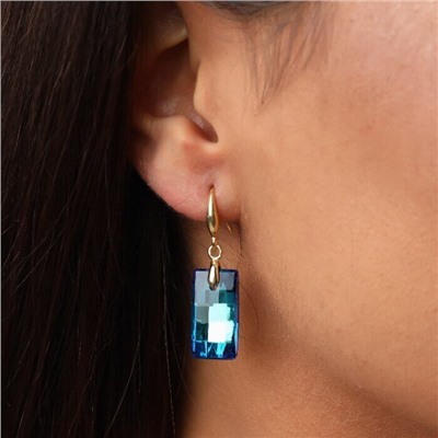 Серьги кристаллы крупные висячие, покрытие: позолота, цвет кристалла: синий переливающийся, арт.001.594