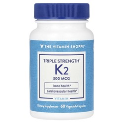 The Vitamin Shoppe Витамин К2, тройная сила, 300 мкг, 60 растительных капсул