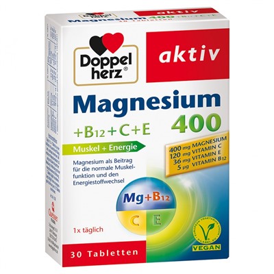 Doppelherz (Доппельхерц) aktiv Magnesium 400 +B12+C+E 30 шт