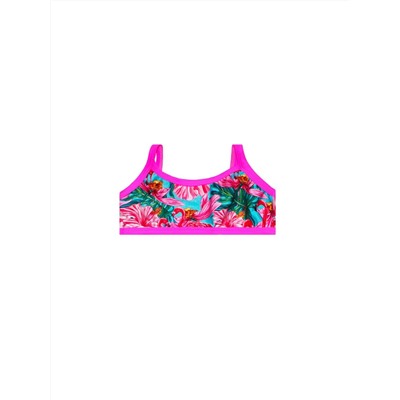 Розовый плавательный топик с фламинго для девочки (92103)