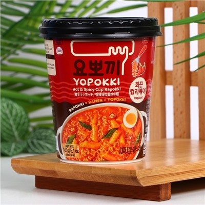 Рапокки Yopokki остро-пряные (рамэн с рисовыми палочками) в стакане, 145 г