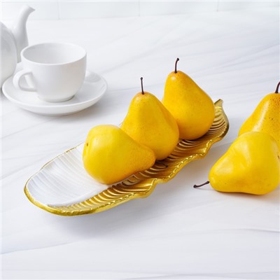Блюдо для фруктов Доляна «Золотой лист», 36×14×3 см, цвет золотой с белым