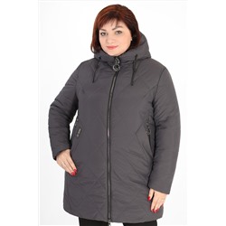 Куртка с капюшоном зимняя женская темно-серая