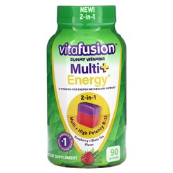 Vitafusion Multi+Energy, Малина + черный чай, 90 жевательных конфет