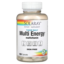 Solaray Twice Daily, Мультивитамин Без Железа - 120 капсул - Solaray