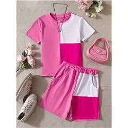 Mädchen Teenager Sport-Lässig Kurzarm T-Shirt und Shorts Set für den Sommer