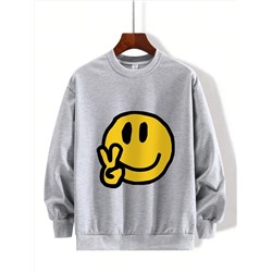 Teenager Jungen Cooles bedrucktes Street Style Sweatshirt mit Rundhalsausschnitt für Freizeit und Herbst/Winter