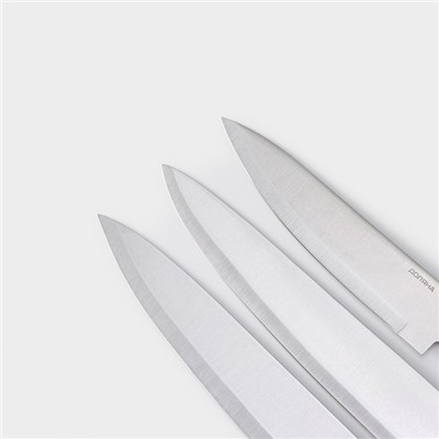 Набор кухонных ножей Доляна «Поварская тройка», 3 предмета: лезвие 19 см, 25,5 см, 33 см, ручка деревянная
