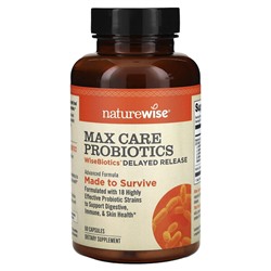 NatureWise Max Care Probiotics, WiseBiotics Запаздывающее Высвобождение - 60 капсул - NatureWise