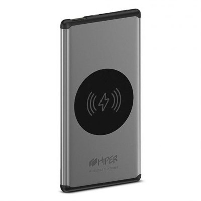 Зарядное устройство Hiper Nano V, 5000 мА/ч, Qi 5 W, 2.1A USB, серебристое