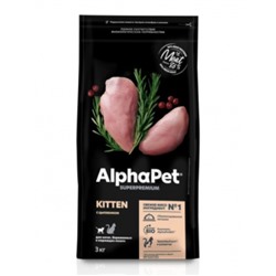 Сухой корм AlphaPet Superpremium для котят и беременных и кормящих кошек, цыплёнок, 3 кг