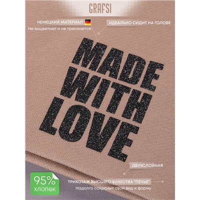 Шапка "MADE WITH LOVE". Св. коричневая.