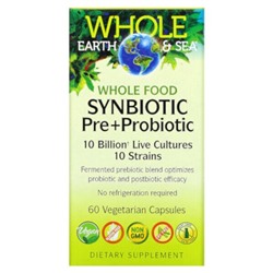 Natural Factors Whole Earth & Sea, Whole Food Synbiotic Pre+Probiotic, 10 Billion, 60 Vegetarian Capsules