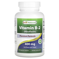 Best Naturals Витамин B-2 (Рибофлавин) - 400 мг - 120 вегетарианских капсул - Best Naturals