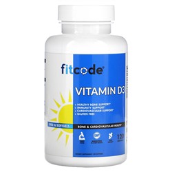 FITCODE Витамин D3, 5000 МЕ, 120 мягких таблеток