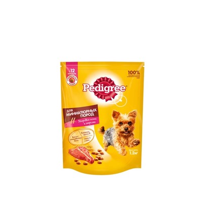 Сухой корм Pedigree для собак мини пород, говядина, 1,2 кг