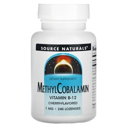 Source Naturals Метилкобаламин, витамин B12, вишня, 1 мг, 240 пастилок