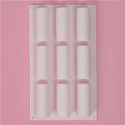 Форма силиконовая для выпечки Доляна «Палочка», 29,3×17,5×3,5 см, 9 ячеек (8,3×3,2×3,5 см), цвет МИКС