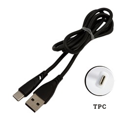 USB провод силиконовый для зарядки TPC, 1 метр, чёрный, 213722, арт.600.036
