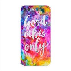 Силиконовый чехол Good vibes only радуга на iPhone 8 Plus