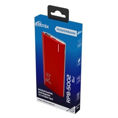 Зарядное устройство RITMIX RPB-5002 Red, 5000 мА/ч Li-pol, 2.1A USB