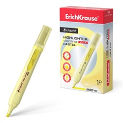Текстовыделитель ErichKrause Liquid Visioline V-14 Pastel, 0,6 - 4мм, желтый, с жид. чернилами 56023