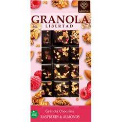 Шоколад Libertad Granola Горький шоколад 70% с гранолой, малиной и миндалем, (блок 10шт по 80г)