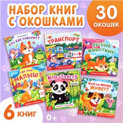 Набор картонных книжек с окошками, 6 шт. по 12 стр.