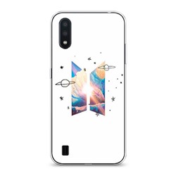 Силиконовый чехол BTS на белом на Samsung Galaxy A01