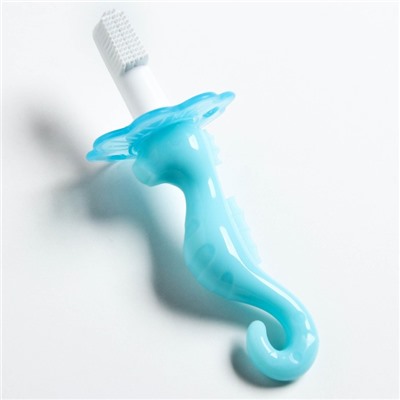 Детская зубная щетка-массажер, «Морской конёк», силиконовая, с ограничителем, от 3 мес., цвет МИКС