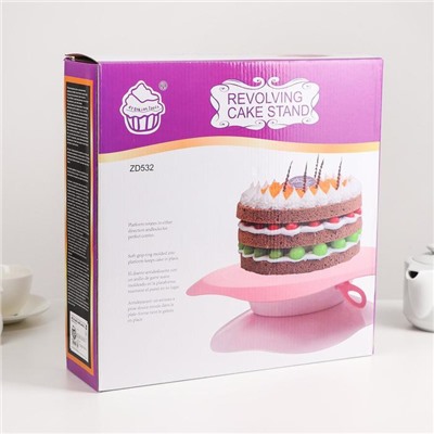 Подставка для торта вращающаяся, d=32 см, с разлиновкой и стоппером, цвет МИКС