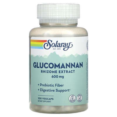 Solaray Глюкоманнан, Экстракт Ризомы - 600 мг - 100 ВегКапс - Solaray