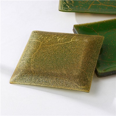 Набор столовый «Камень», 7 предметов: 30×30 см - 1 шт, 18×18 см - 6 шт, цвет зеленый
