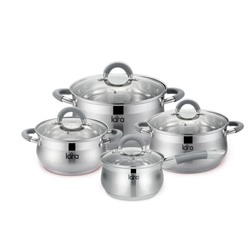 Набор посуды LARA Bell 8 пр, капс. инд.дно,силикон руч(сотейник, кастрюли:1.8л, 3.5л, 5.9л) LR02-93