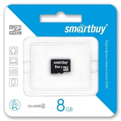 Карта памяти Micro SDHC 8Gb Smartbuy Class 4 без адаптера (SB8GBSDCL4-00)